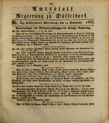 Amtsblatt für den Regierungsbezirk Düsseldorf Mittwoch 14. September 1836