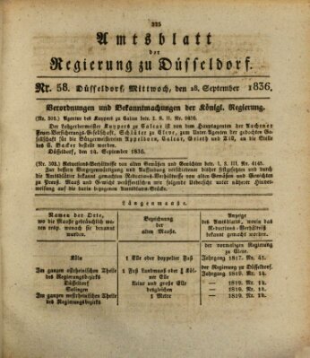 Amtsblatt für den Regierungsbezirk Düsseldorf Mittwoch 28. September 1836