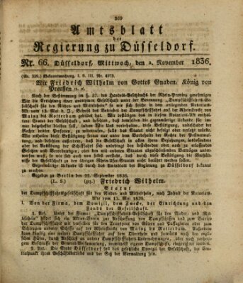 Amtsblatt für den Regierungsbezirk Düsseldorf Mittwoch 2. November 1836