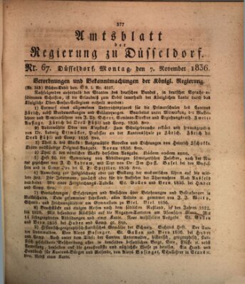 Amtsblatt für den Regierungsbezirk Düsseldorf Montag 7. November 1836