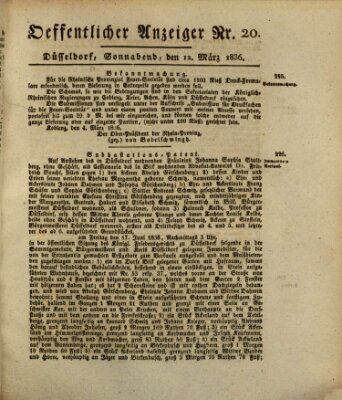 Amtsblatt für den Regierungsbezirk Düsseldorf Samstag 12. März 1836