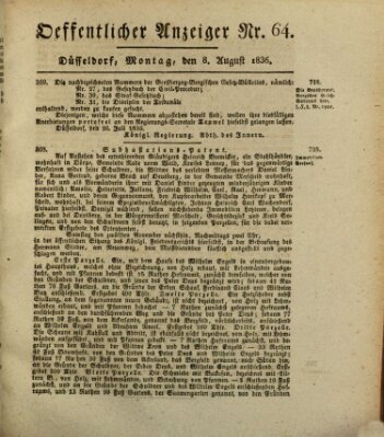 Amtsblatt für den Regierungsbezirk Düsseldorf Montag 8. August 1836