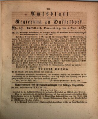 Amtsblatt für den Regierungsbezirk Düsseldorf Donnerstag 6. April 1837