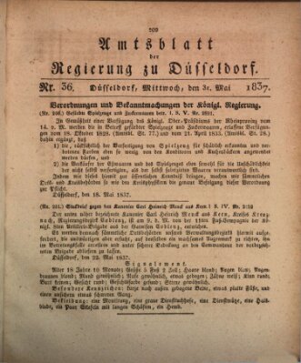 Amtsblatt für den Regierungsbezirk Düsseldorf Mittwoch 31. Mai 1837