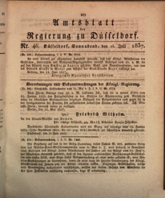 Amtsblatt für den Regierungsbezirk Düsseldorf Samstag 15. Juli 1837