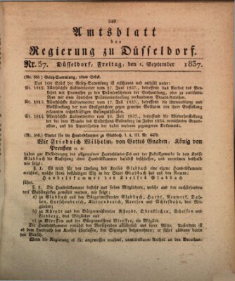 Amtsblatt für den Regierungsbezirk Düsseldorf Freitag 1. September 1837