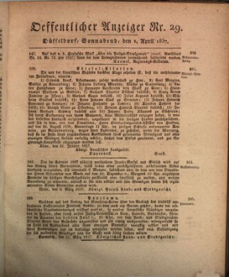 Amtsblatt für den Regierungsbezirk Düsseldorf Samstag 1. April 1837