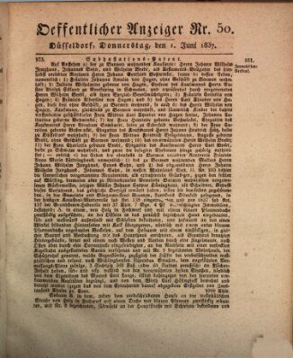 Amtsblatt für den Regierungsbezirk Düsseldorf Donnerstag 1. Juni 1837