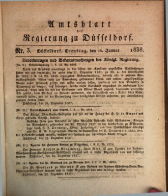 Amtsblatt für den Regierungsbezirk Düsseldorf Dienstag 16. Januar 1838