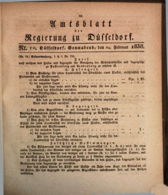 Amtsblatt für den Regierungsbezirk Düsseldorf Samstag 24. Februar 1838