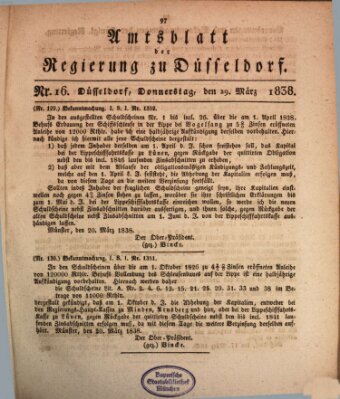 Amtsblatt für den Regierungsbezirk Düsseldorf Donnerstag 29. März 1838
