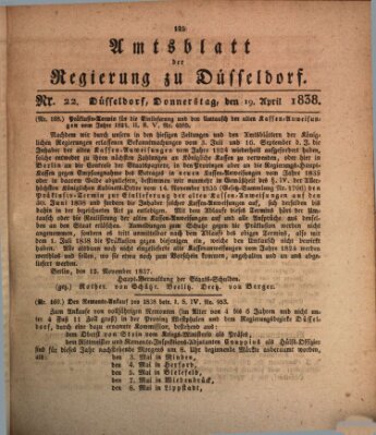 Amtsblatt für den Regierungsbezirk Düsseldorf Donnerstag 19. April 1838