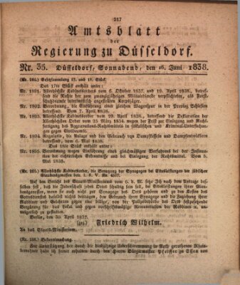 Amtsblatt für den Regierungsbezirk Düsseldorf Samstag 16. Juni 1838