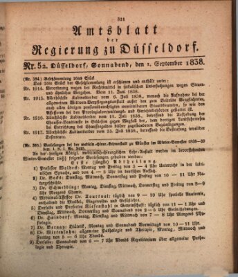 Amtsblatt für den Regierungsbezirk Düsseldorf Samstag 1. September 1838
