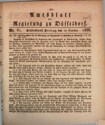 Amtsblatt für den Regierungsbezirk Düsseldorf Freitag 12. Oktober 1838