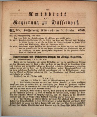 Amtsblatt für den Regierungsbezirk Düsseldorf Mittwoch 31. Oktober 1838