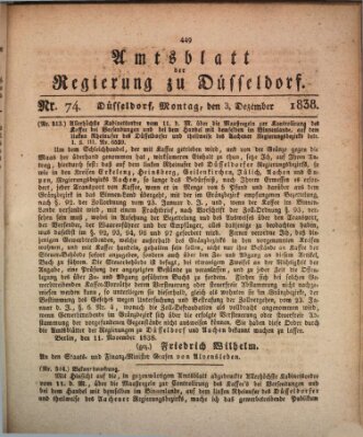 Amtsblatt für den Regierungsbezirk Düsseldorf Montag 3. Dezember 1838
