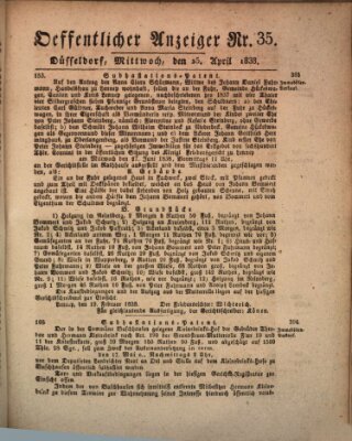Amtsblatt für den Regierungsbezirk Düsseldorf Mittwoch 25. April 1838