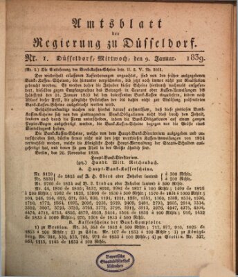 Amtsblatt für den Regierungsbezirk Düsseldorf Mittwoch 9. Januar 1839