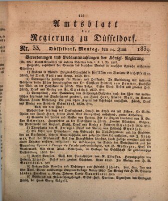 Amtsblatt für den Regierungsbezirk Düsseldorf Montag 24. Juni 1839