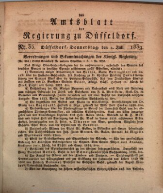 Amtsblatt für den Regierungsbezirk Düsseldorf Donnerstag 4. Juli 1839