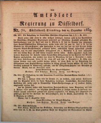 Amtsblatt für den Regierungsbezirk Düsseldorf Dienstag 24. Dezember 1839