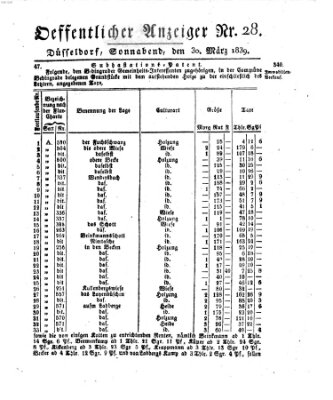 Amtsblatt für den Regierungsbezirk Düsseldorf Samstag 30. März 1839