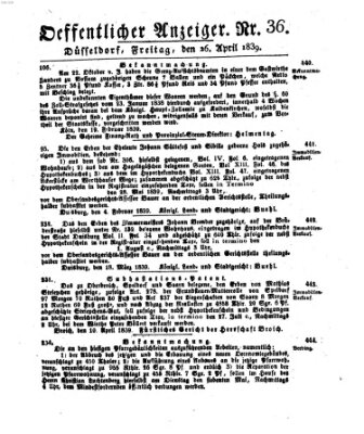Amtsblatt für den Regierungsbezirk Düsseldorf Freitag 26. April 1839