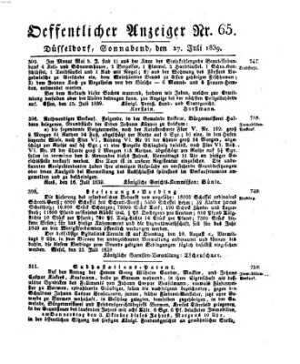 Amtsblatt für den Regierungsbezirk Düsseldorf Samstag 27. Juli 1839