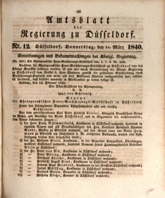 Amtsblatt für den Regierungsbezirk Düsseldorf Donnerstag 12. März 1840