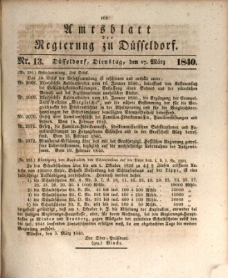 Amtsblatt für den Regierungsbezirk Düsseldorf Dienstag 17. März 1840