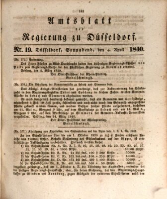 Amtsblatt für den Regierungsbezirk Düsseldorf Samstag 4. April 1840