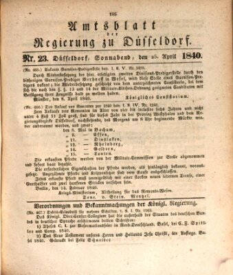 Amtsblatt für den Regierungsbezirk Düsseldorf Samstag 25. April 1840