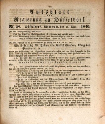 Amtsblatt für den Regierungsbezirk Düsseldorf Mittwoch 20. Mai 1840