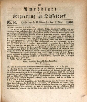Amtsblatt für den Regierungsbezirk Düsseldorf Mittwoch 3. Juni 1840