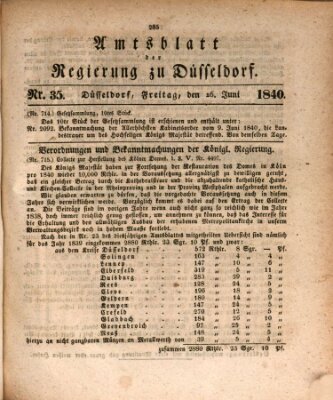 Amtsblatt für den Regierungsbezirk Düsseldorf Freitag 26. Juni 1840