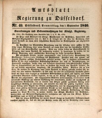 Amtsblatt für den Regierungsbezirk Düsseldorf Donnerstag 3. September 1840