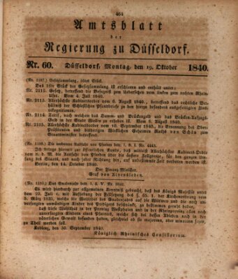 Amtsblatt für den Regierungsbezirk Düsseldorf Montag 19. Oktober 1840