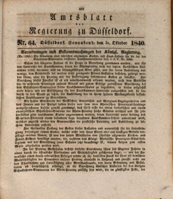 Amtsblatt für den Regierungsbezirk Düsseldorf Samstag 31. Oktober 1840