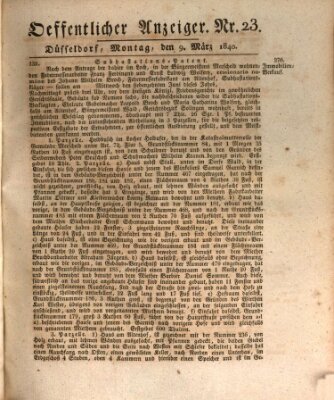 Amtsblatt für den Regierungsbezirk Düsseldorf Montag 9. März 1840