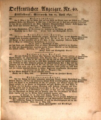 Amtsblatt für den Regierungsbezirk Düsseldorf Mittwoch 22. April 1840
