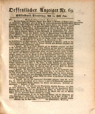 Amtsblatt für den Regierungsbezirk Düsseldorf Dienstag 14. Juli 1840