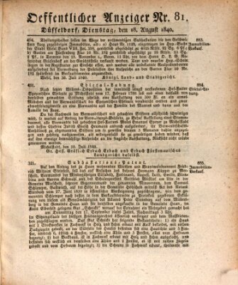 Amtsblatt für den Regierungsbezirk Düsseldorf Dienstag 18. August 1840