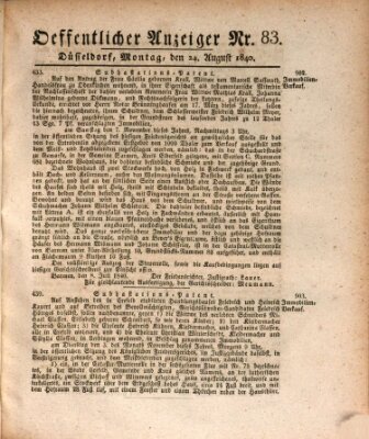 Amtsblatt für den Regierungsbezirk Düsseldorf Montag 24. August 1840
