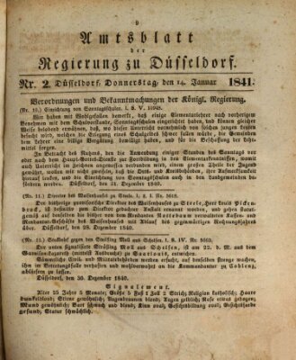Amtsblatt für den Regierungsbezirk Düsseldorf Donnerstag 14. Januar 1841