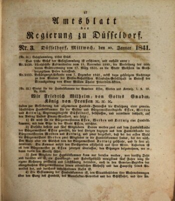 Amtsblatt für den Regierungsbezirk Düsseldorf Mittwoch 20. Januar 1841