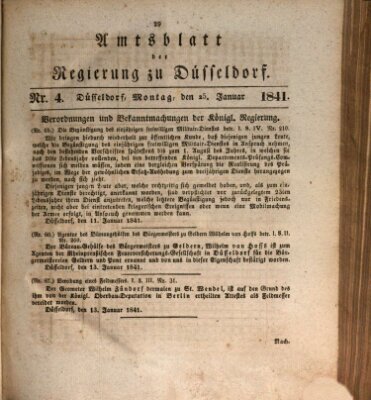 Amtsblatt für den Regierungsbezirk Düsseldorf Montag 25. Januar 1841