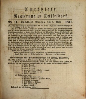 Amtsblatt für den Regierungsbezirk Düsseldorf Montag 1. März 1841