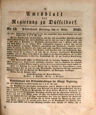 Amtsblatt für den Regierungsbezirk Düsseldorf Freitag 12. März 1841