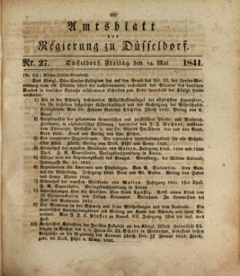 Amtsblatt für den Regierungsbezirk Düsseldorf Freitag 14. Mai 1841